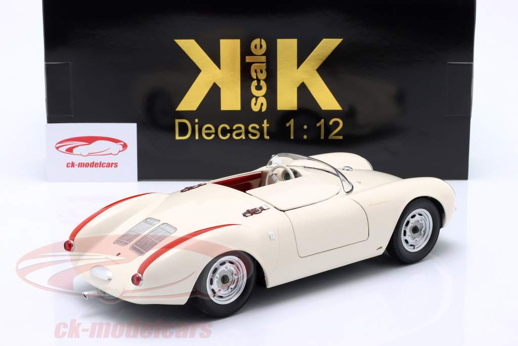 Porsche 550A Spyder Ano de construção 1955 branco / vermelho 1:12 KK-Scale