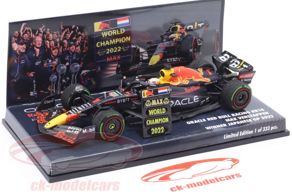 Max Verstappen Red Bull RB18 #1 ganador Japón GP fórmula 1 Campeón mundial 2022 1:43 Minichamps