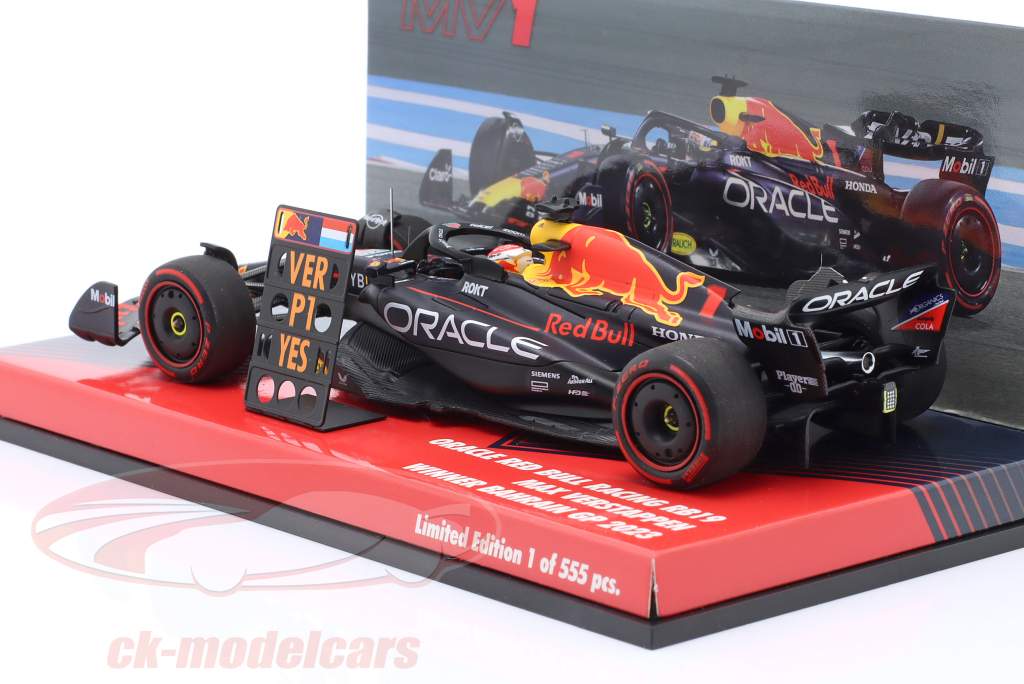 Max Verstappen Red Bull RB19 #1 gagnant Bahrain GP Formule 1 Champion du monde 2023 1:43 Minichamps