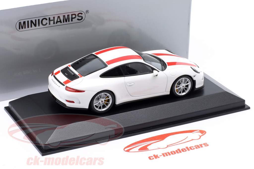 Porsche 911 (991) R anno 2016 bianco / rosso 1:43 Minichamps