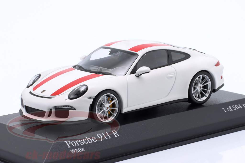 Porsche 911 (991) R anno 2016 bianco / rosso 1:43 Minichamps