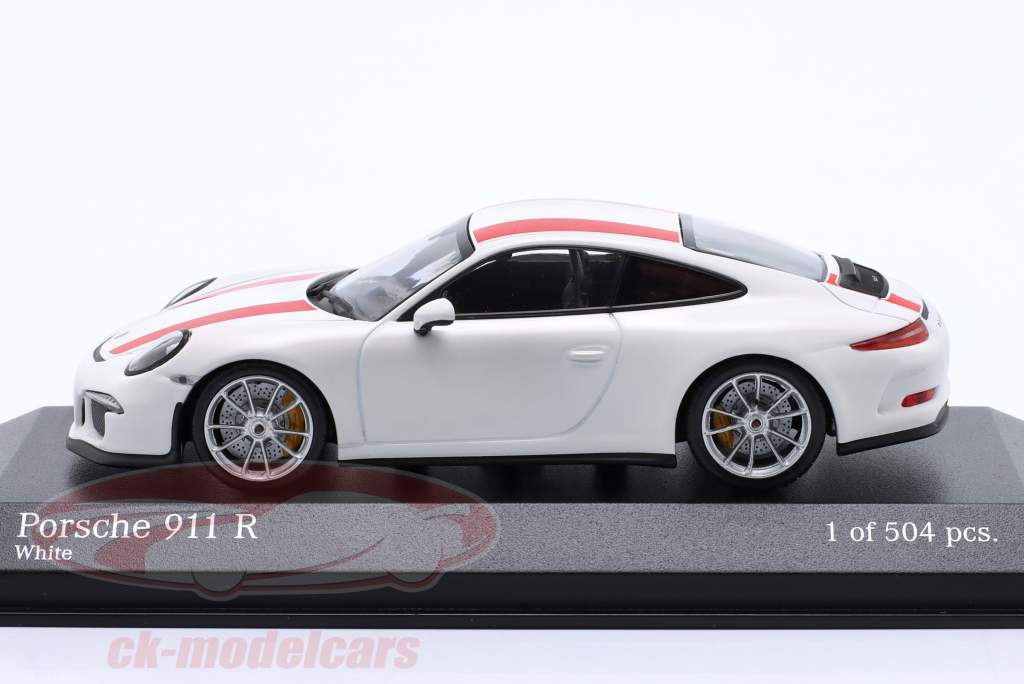 Porsche 911 (991) R 年 2016 ホワイト / 赤 1:43 Minichamps