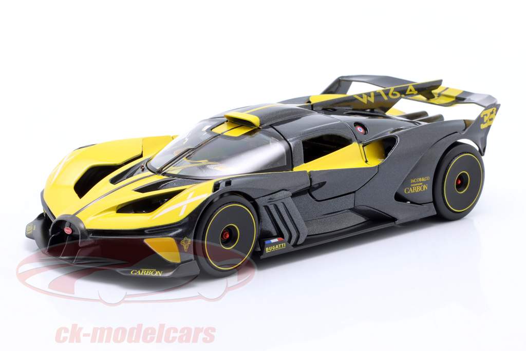 Bugatti Bolide W16.4 Año de construcción 2020 amarillo / carbón 1:24 Maisto