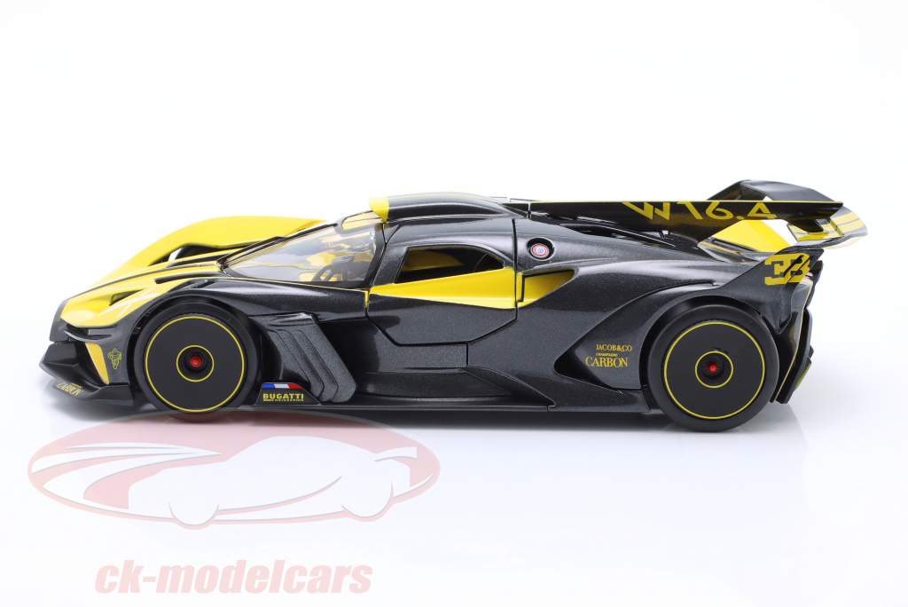 Bugatti Bolide W16.4 Baujahr 2020 gelb / carbon 1:24 Maisto
