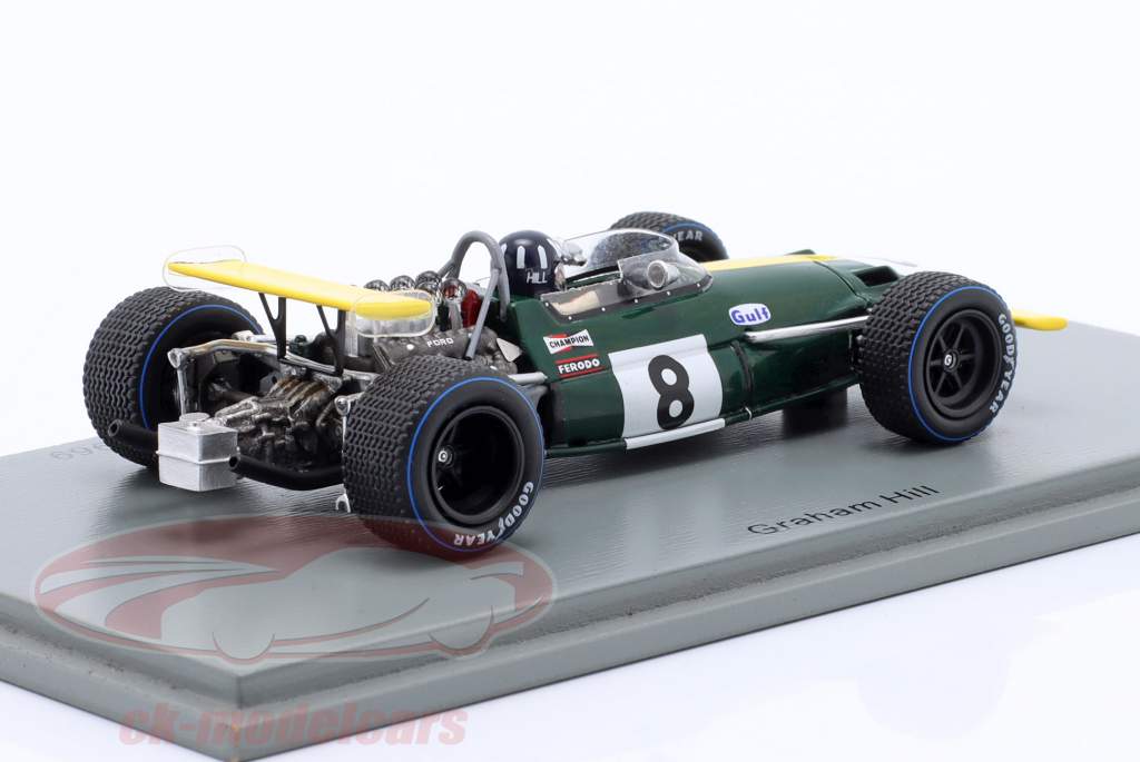 Graham Hill Brabham BT26A #8 Practice British GP formel 1 1969 1:43 Spark