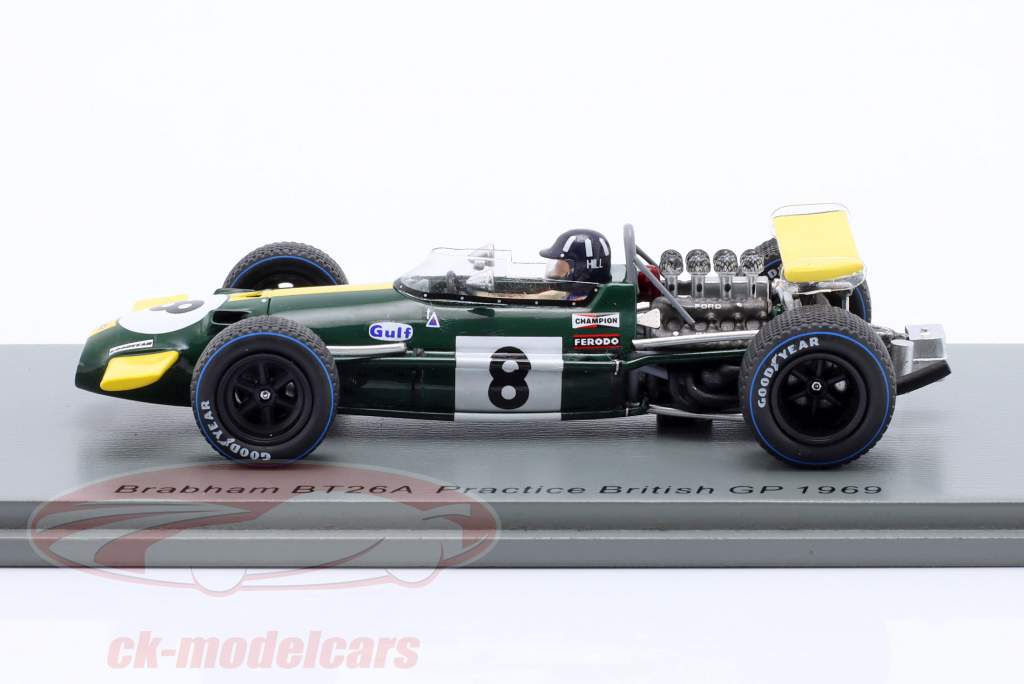 Graham Hill Brabham BT26A #8 Practice British GP formel 1 1969 1:43 Spark