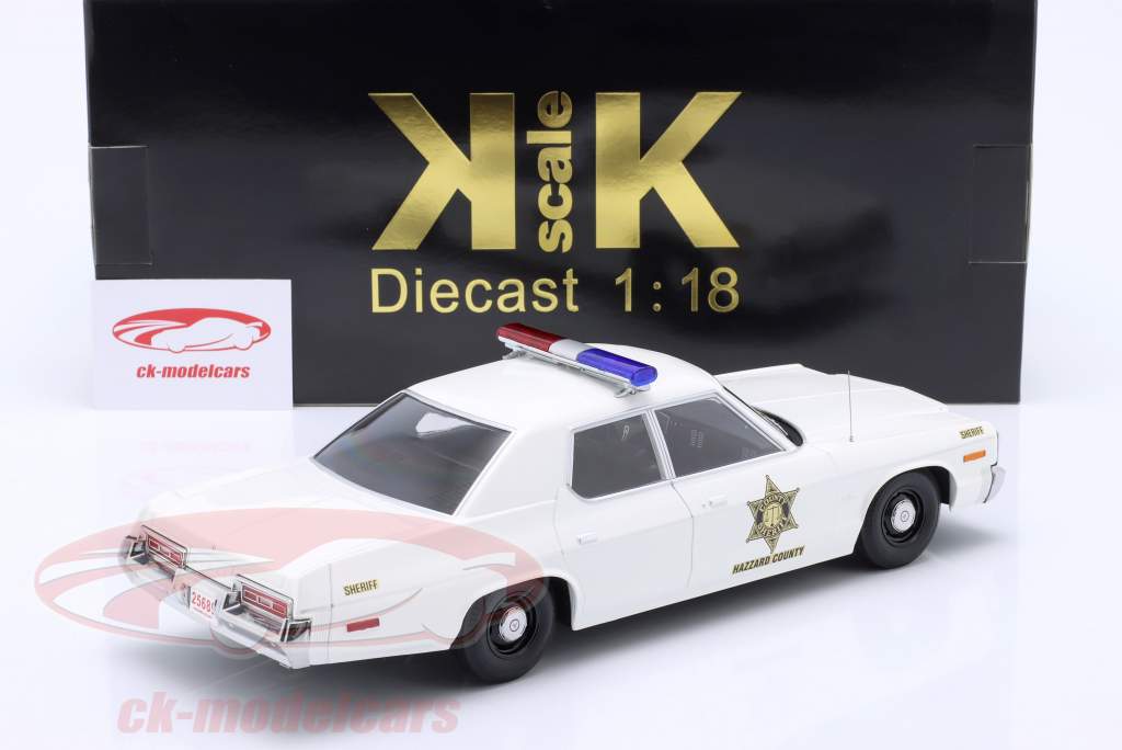 Dodge Monaco Hazzard County Police Anno di costruzione 1974 bianco 1:18 KK-Scale