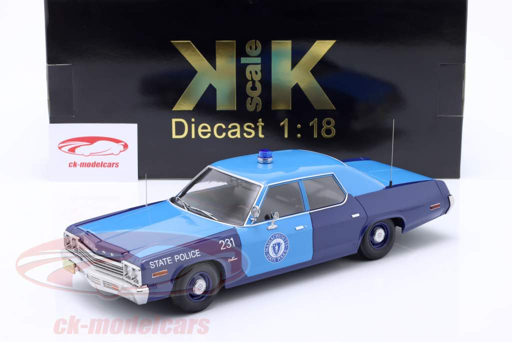 Dodge Monaco Massachusetts State Police year 1974 blue 1:18 KK-Scale
