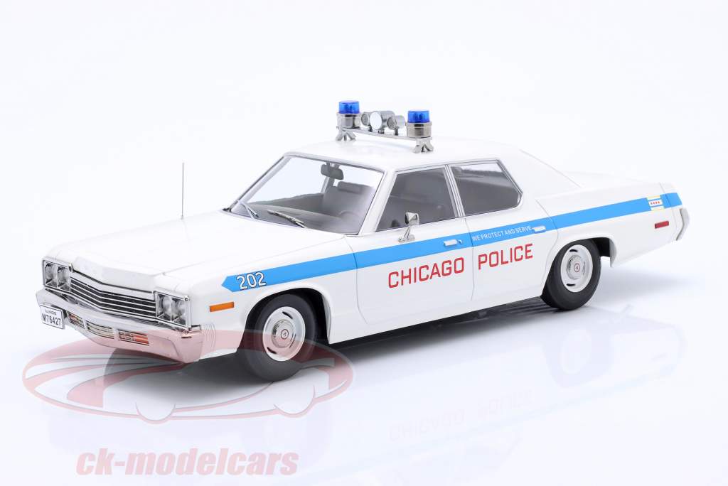 Dodge Monaco Chicago Police 建设年份 1974 白色的 / 蓝色的 1:18 KK-Scale