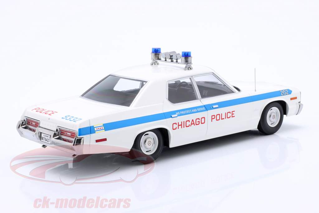 Dodge Monaco Chicago Police Ano de construção 1974 branco / azul 1:18 KK-Scale