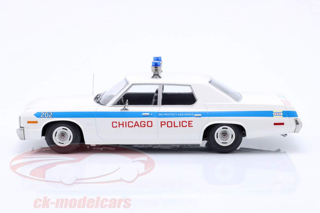 Dodge Monaco Chicago Police Année de construction 1974 blanc / bleu 1:18 KK-Scale