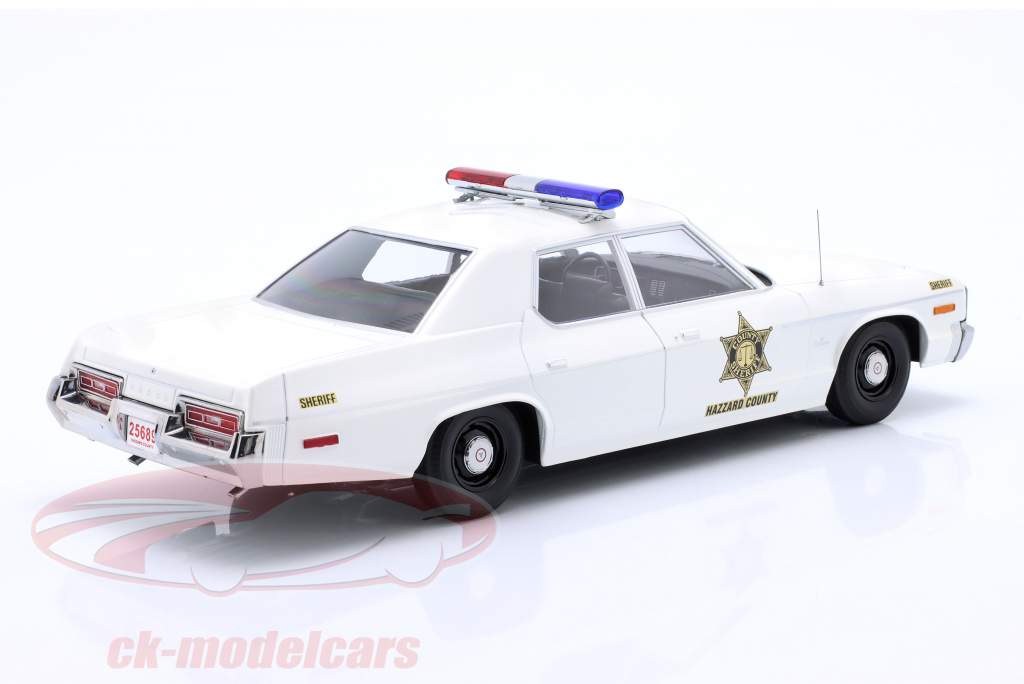 Dodge Monaco Hazzard County Police Ano de construção 1974 branco 1:18 KK-Scale
