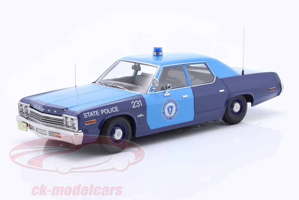 Dodge Monaco Massachusetts State Police Byggeår 1974 blå 1:18 KK-Scale