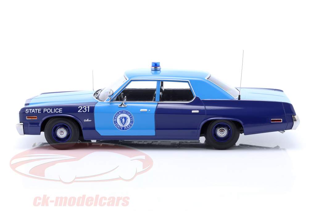 Dodge Monaco Massachusetts State Police 建設年 1974 青 1:18 KK-Scale