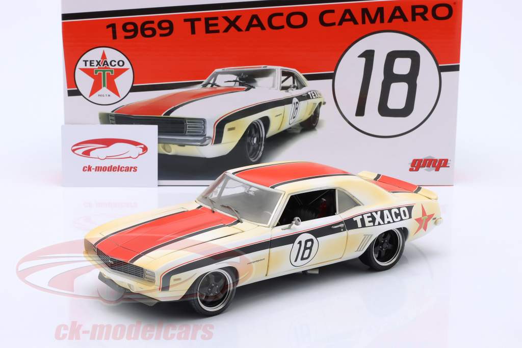 Chevrolet Camaro Texaco #18 Byggeår 1969 hvid / rød 1:18 GMP