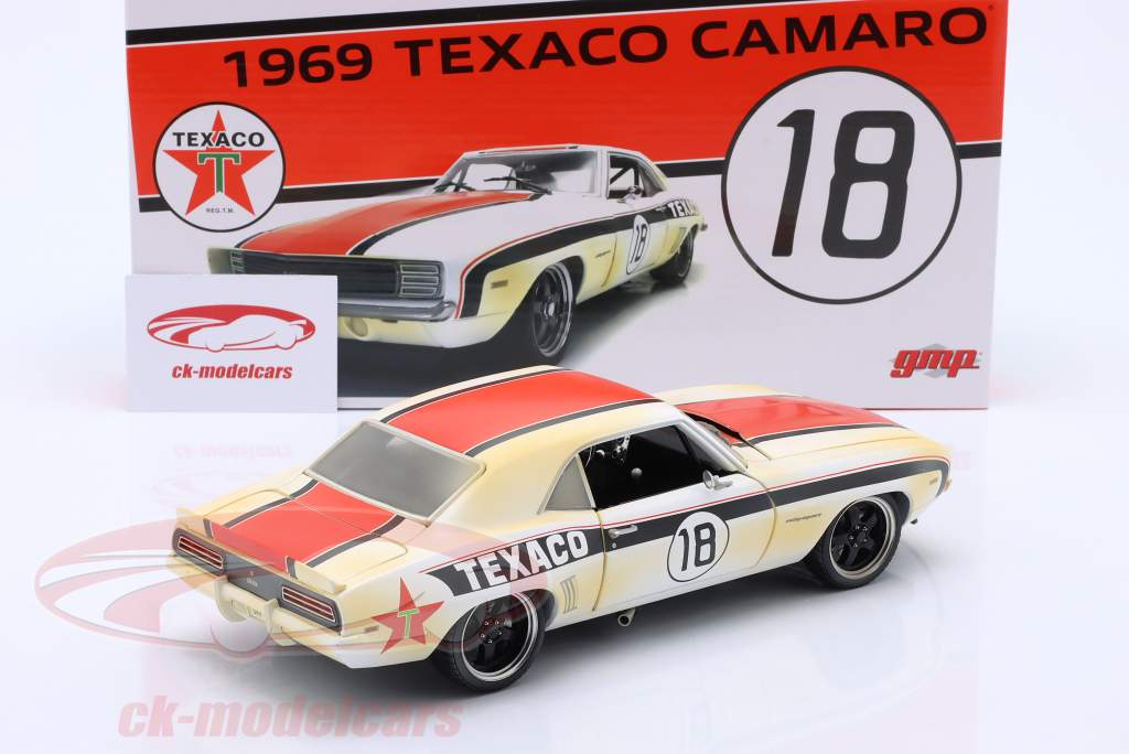 Chevrolet Camaro Texaco #18 Год постройки 1969 белый / красный 1:18 GMP