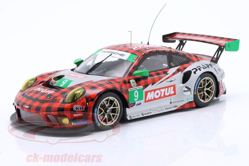 Porsche 911 GT3 R #9 ganador GTD 12h Sebring 2021 Pfaff Motorsports 1:18 Ixo