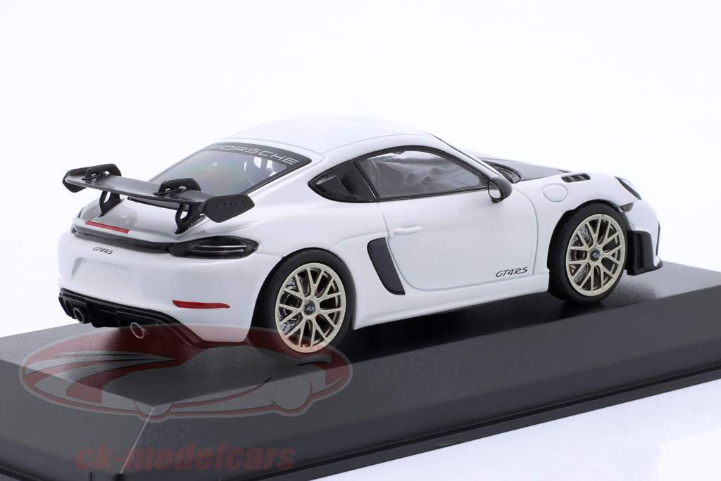 Porsche 718 (982) Cayman GT4 RS 2021 white / Neodymium rims 1:43 Minichamps
