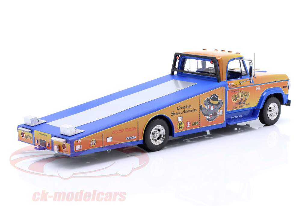 Dodge D300 Ramp Truck "Rat Trap" year 1970 orange / blue 1:18 GMP