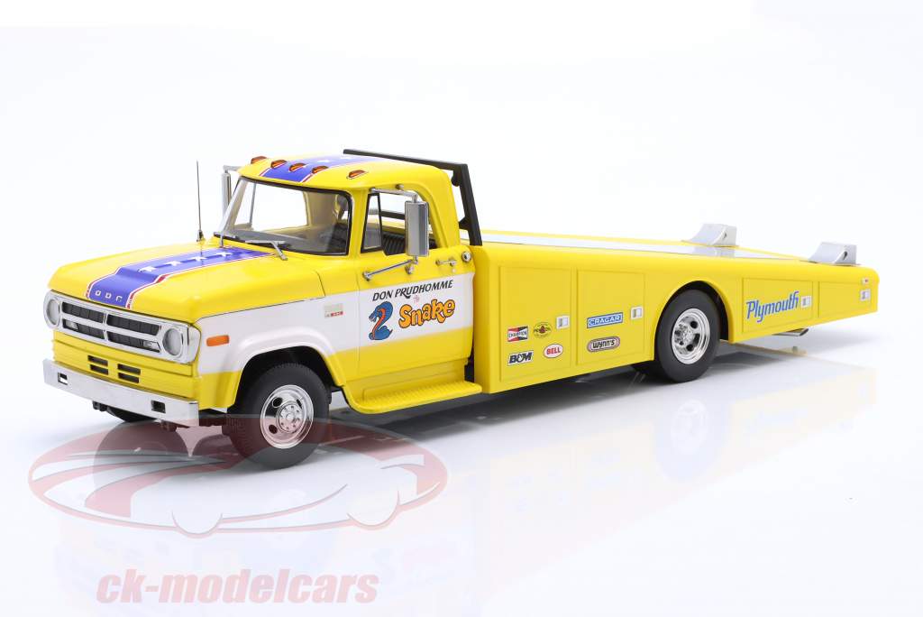 Dodge D300 Ramp Truck "The Snake" year 1970 yellow / white 1:18 GMP