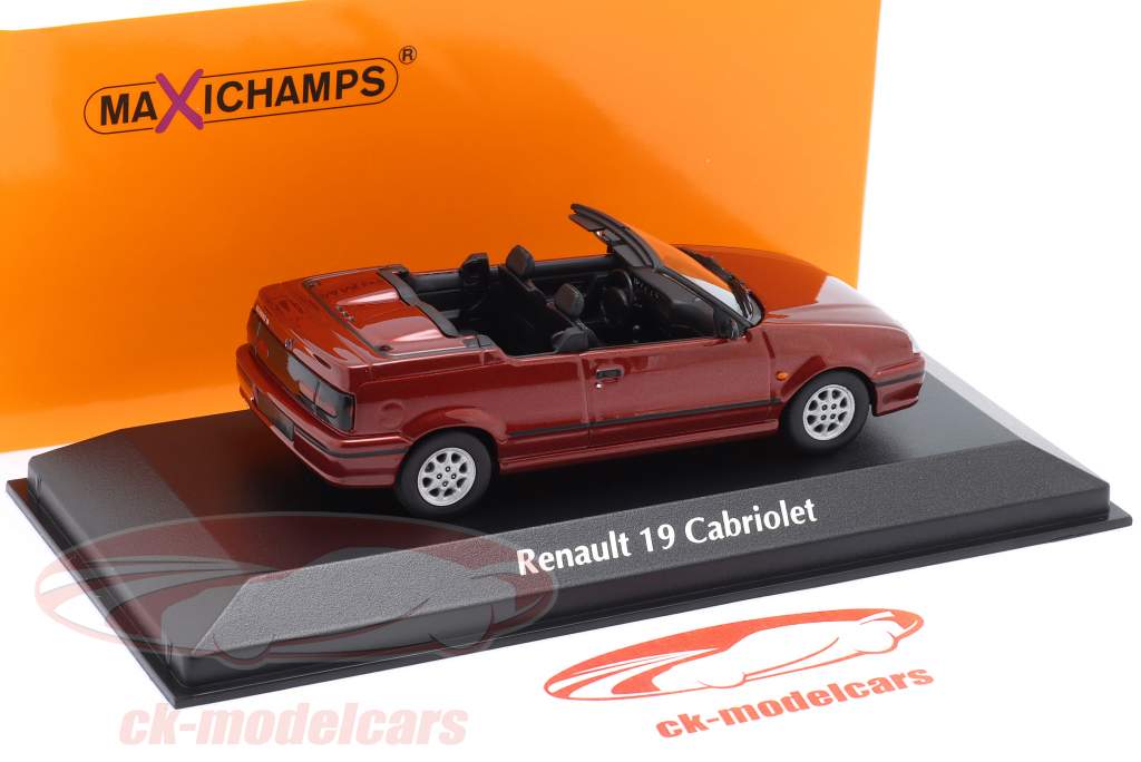 Renault 19 カブリオレ 建設年 1991 赤 メタリックな 1:43 Minichamps