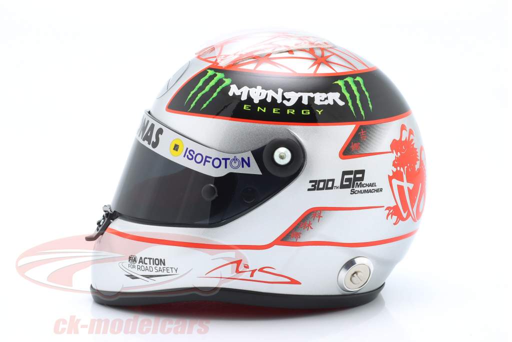 M. Schumacher Mercedes GP W03 Formel 1 Spa 300th GP 2012 Platin Helm 1:2 Schuberth