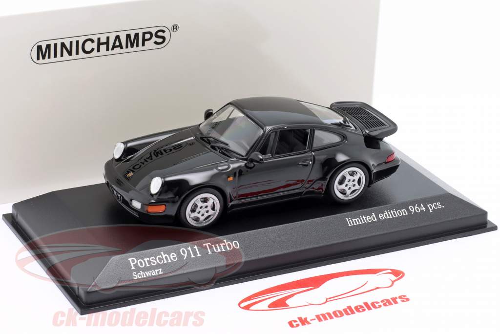 Porsche 911 (964) Turbo Ano de construção 1990 preto 1:43 Minichamps