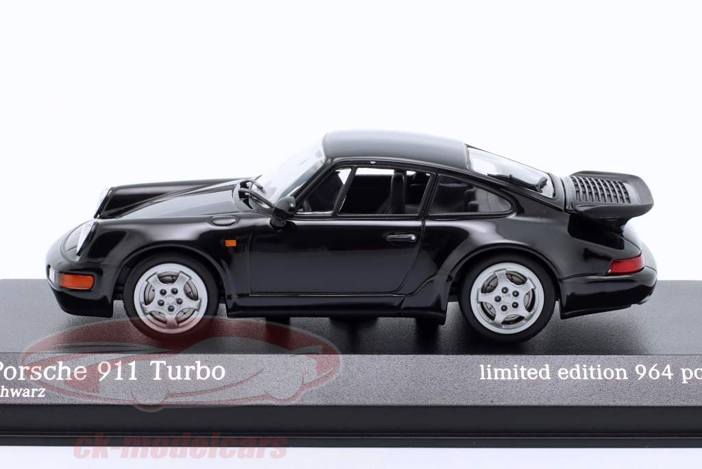 Porsche 911 (964) Turbo Byggeår 1990 sort 1:43 Minichamps