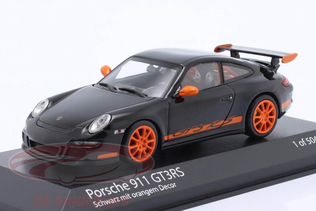 Porsche 911 (997.1) GT3 RS year 2006 black / orange 1:43 Minichamps