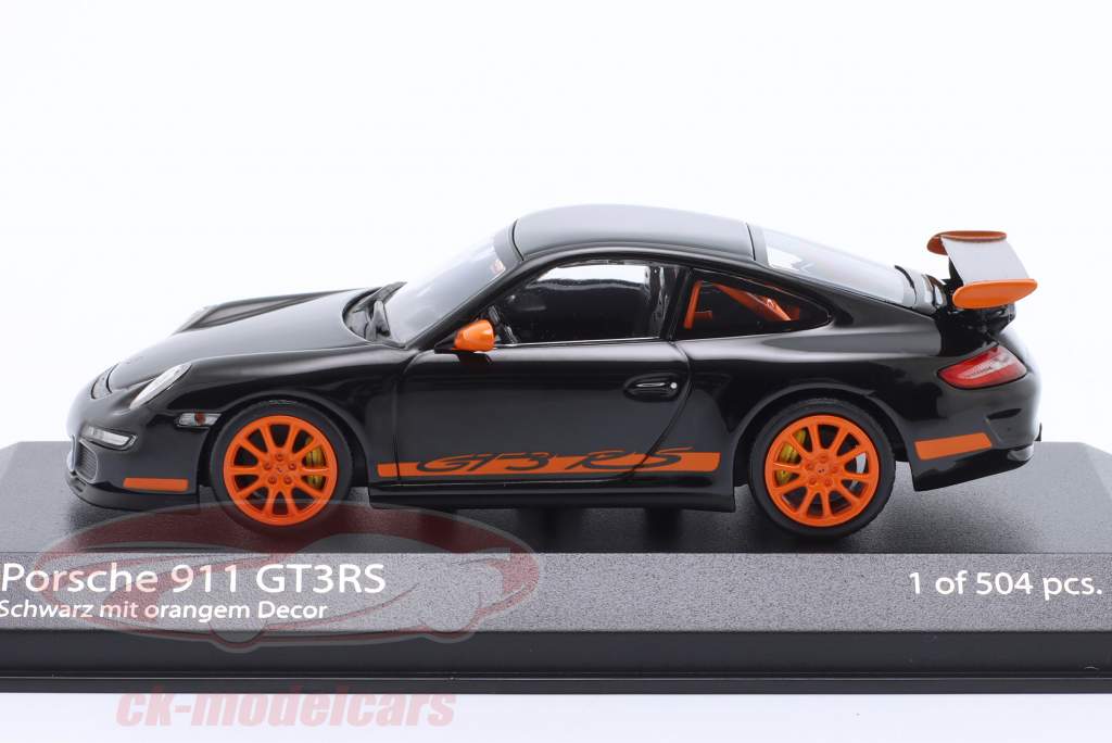 Porsche 911 (997.1) GT3 RS year 2006 black / orange 1:43 Minichamps