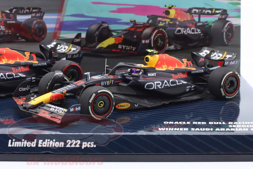 2-Car Set Verstappen #1 & Perez #11 ganador Bahréin & Arabia Saudita GP fórmula 1 2023 1:43 Minichamps