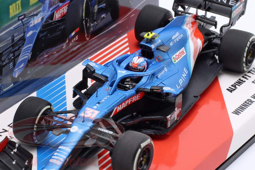 Esteban Ocon Alpine A521 #31 ganhador Hungria GP Fórmula 1 2021 1:43 Minichamps