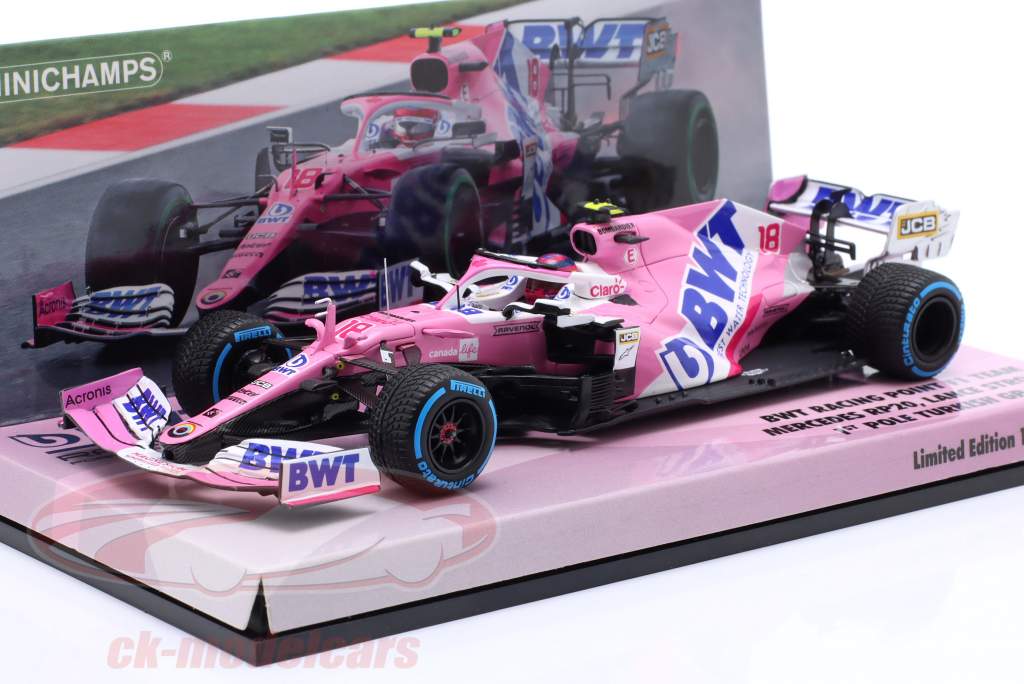 L. Stroll Racing Point RP20 #18 1 Pole Position tyrkisk GP formel 1 2020 1:43 Minichamps