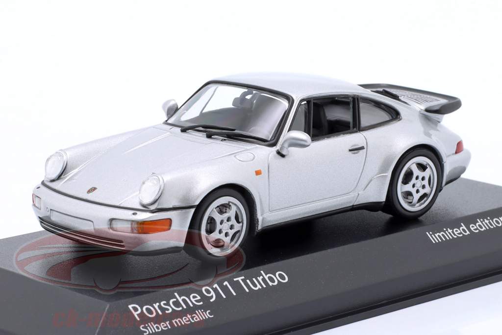 Porsche 911 (964) Turbo Ano de construção 1990 prata metálico 1:43 Minichamps