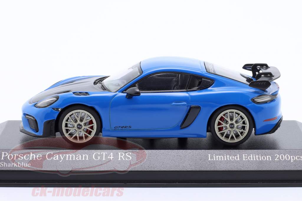 Porsche 718 (982) Cayman GT4 RS 2021 sharkblue / Jantes de neodímio 1:43 Minichamps