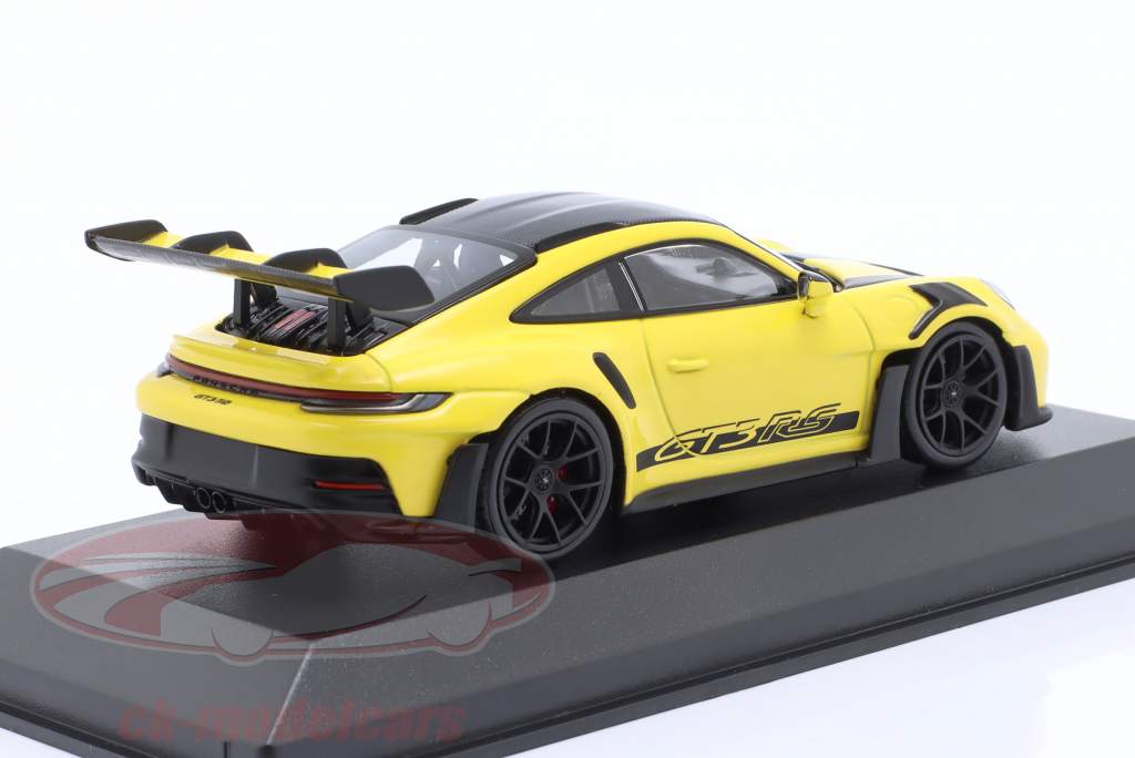 Porsche 911 (992) GT3 RS Weissach package 2023 yellow / black rims 1:43 Minichamps