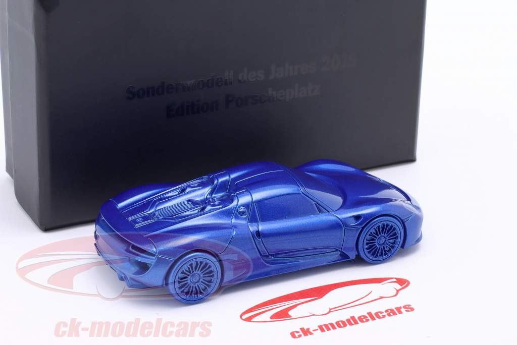 Porsche 918 Spyder Handvleier / presse-papier blauw 1:43