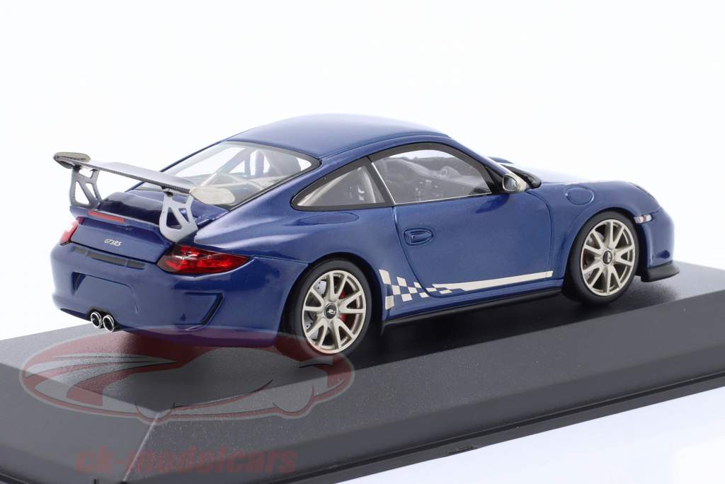 Porsche 911 (997 II) GT3 RS 3.8 Année de construction 2009 bleu métallique avec décor 1:43 Minichamps