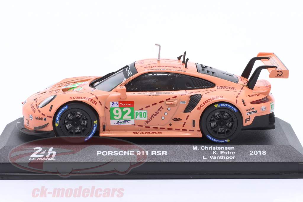 Porsche 911 RSR #92 ganador LMGTE-Pro Clase Pink Pig 24h LeMans 2018 1:43 Altaya