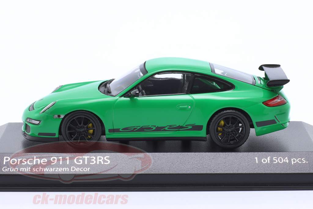 Porsche 911 (997.1) GT3 RS 建設年 2006 緑 と 装飾 1:43 Minichamps