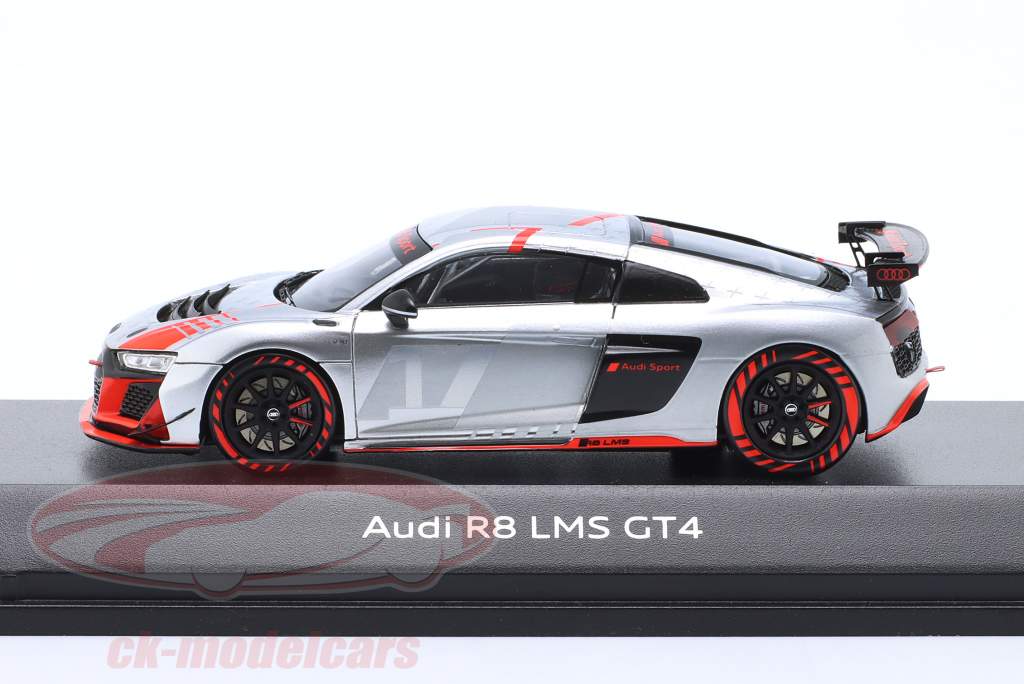 Audi R8 LMS GT4 Presentation Car Gris argent / rouge / noir 1:43 Spark