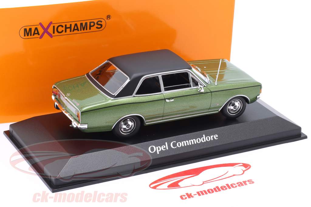 Opel Commodore A Año de construcción 1970 verde metálico / negro 1:43 Minichamps