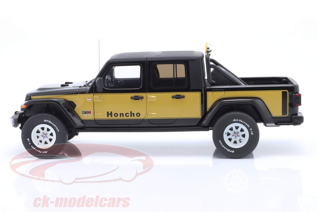 Jeep Gladiator Honcho 建設年 2020 黒 / 黄金色の黄色 1:18 GT-Spirit