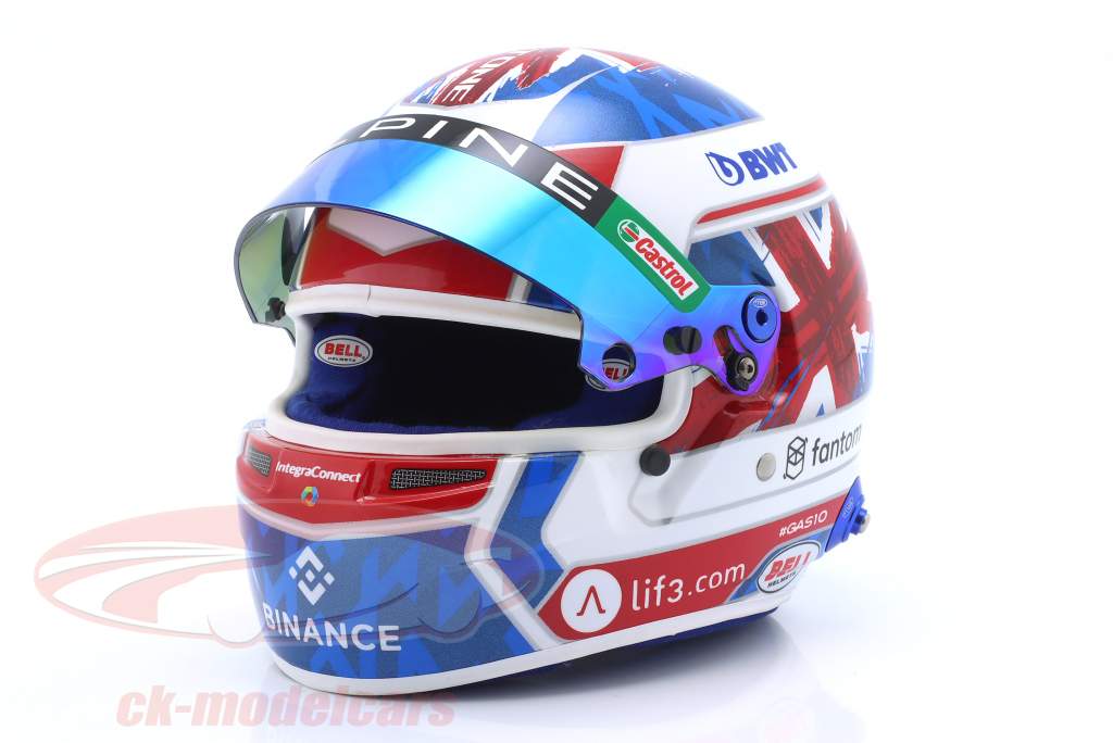 Pierre Gasly #10 BWT Alpine F1 Team Silverstone GP Fórmula 1 2023 capacete 1:2 Bell