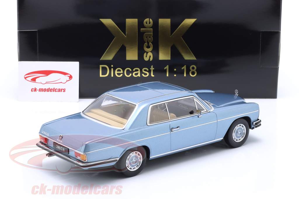 Mercedes-Benz 280C/8 W114 Coupe 建設年 1969 ライトブルー メタリックな 1:18 KK-Scale