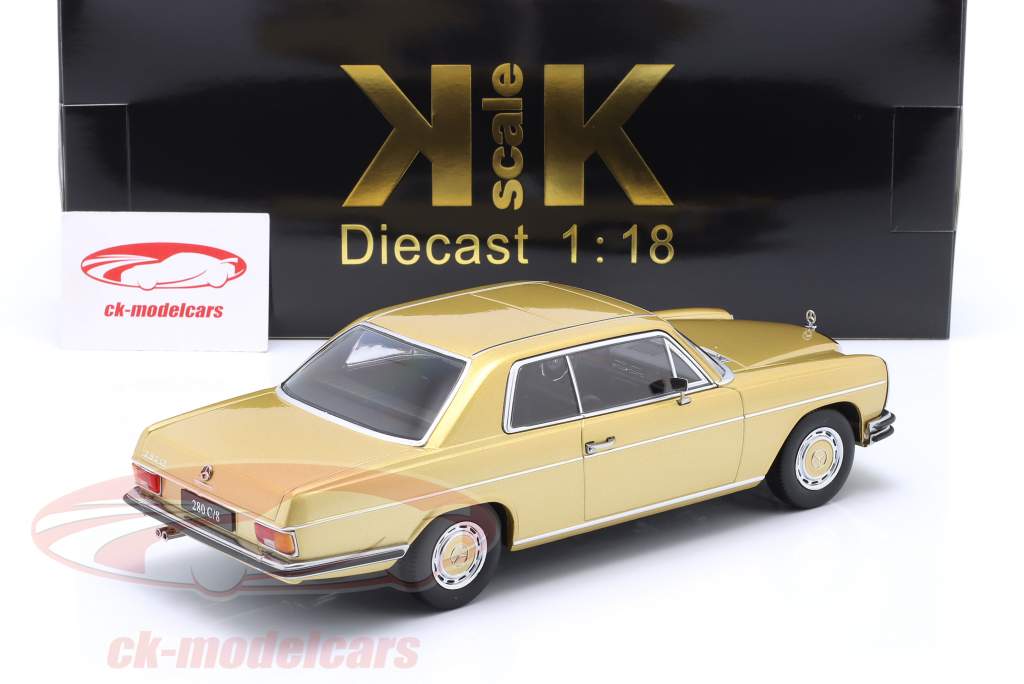 Mercedes-Benz 280C/8 W114 Coupe Byggeår 1969 guld metallisk 1:18 KK-Scale