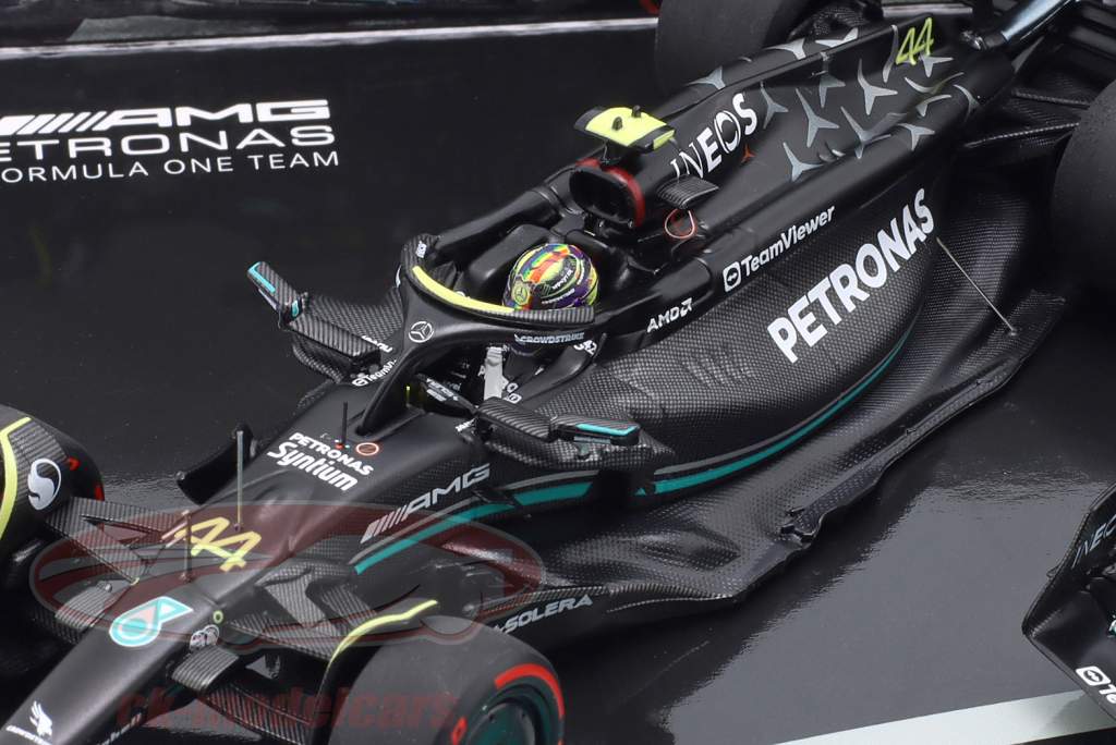 2-Car Set Hamilton #44 & Russell #63 Bahréin GP fórmula 1 2023 1:43 Minichamps