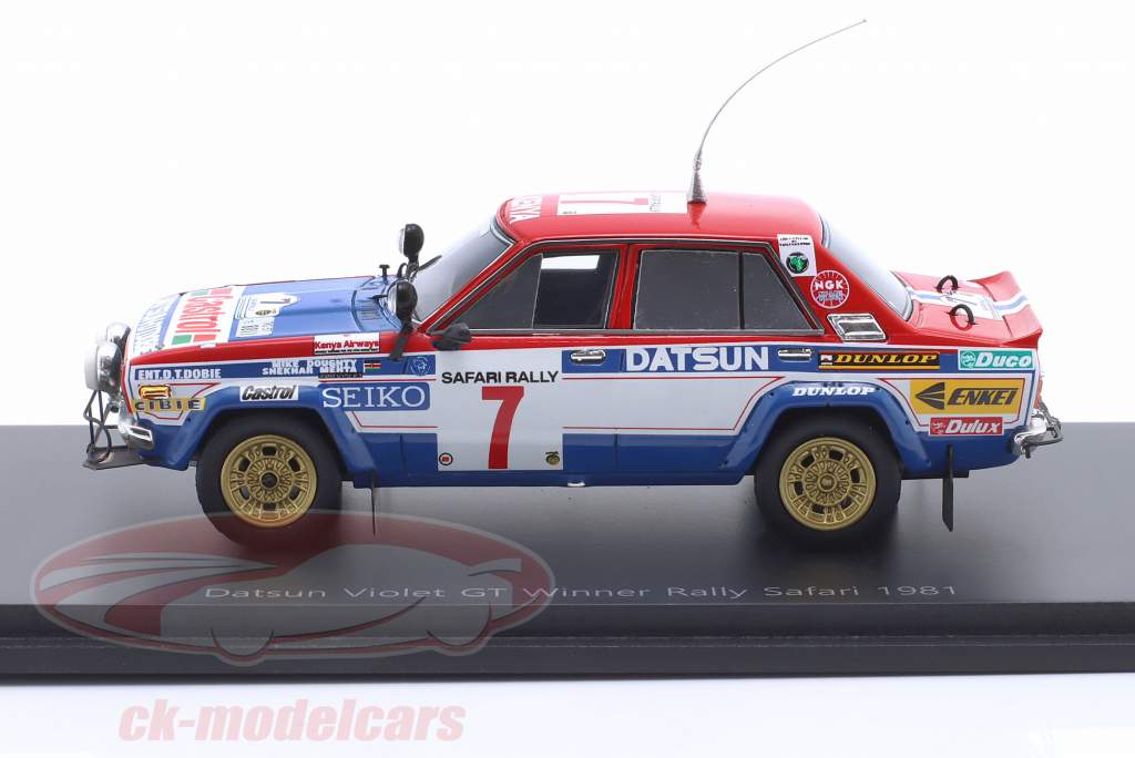 Datsun Violet GT #7 Winner Rallye Safari 1981 Mehta, Doughty 1:43 Spark