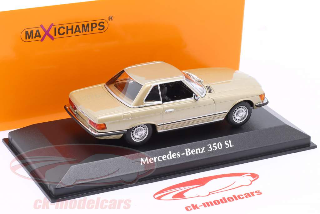 Mercedes-Benz 350SL Cabriolet Tettuccio rigido Anno di costruzione 1974 oro 1:43 Minichamps