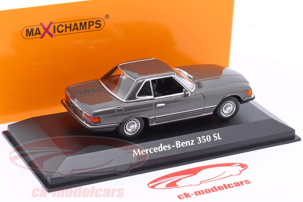 Mercedes-Benz 350SL Cabriolet Tettuccio rigido Anno di costruzione 1974 Grigio metallico 1:43 Minichamps